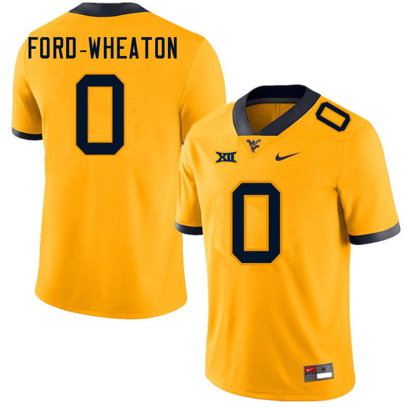 NCAA Men's Bryce Ford-Wheaton West Virginia Mountaineers Gold #0 Nike Stitched Football College Authentic Jersey HY23X20NZ